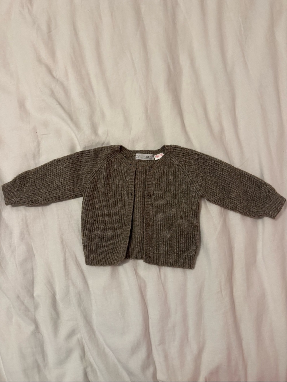 Zara Brown Ribbed Knit Baby Cardigan